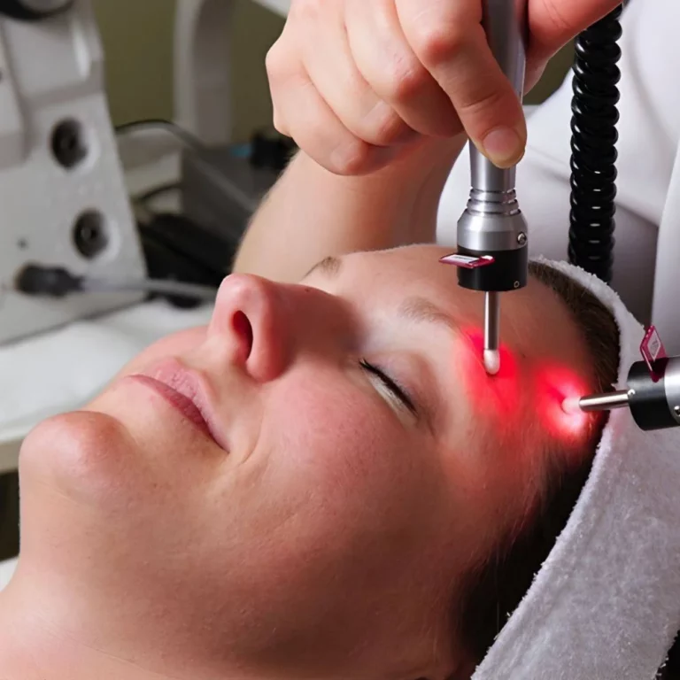 Woman receiving ELR treatment with light probes